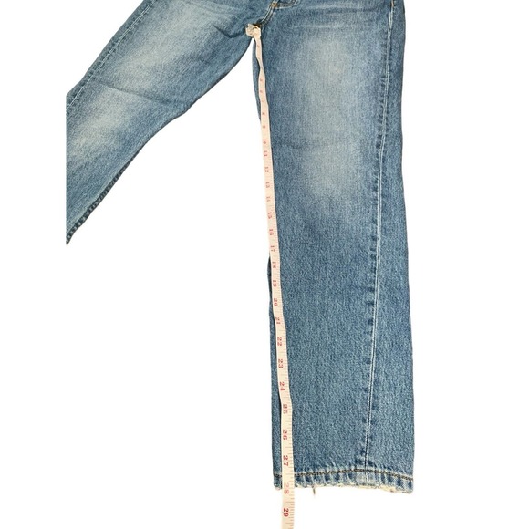 Boyish By Her Women Light Blue Mid Rise Billy Distressed Straight Jeans Size 27 - Picture 4 of 13